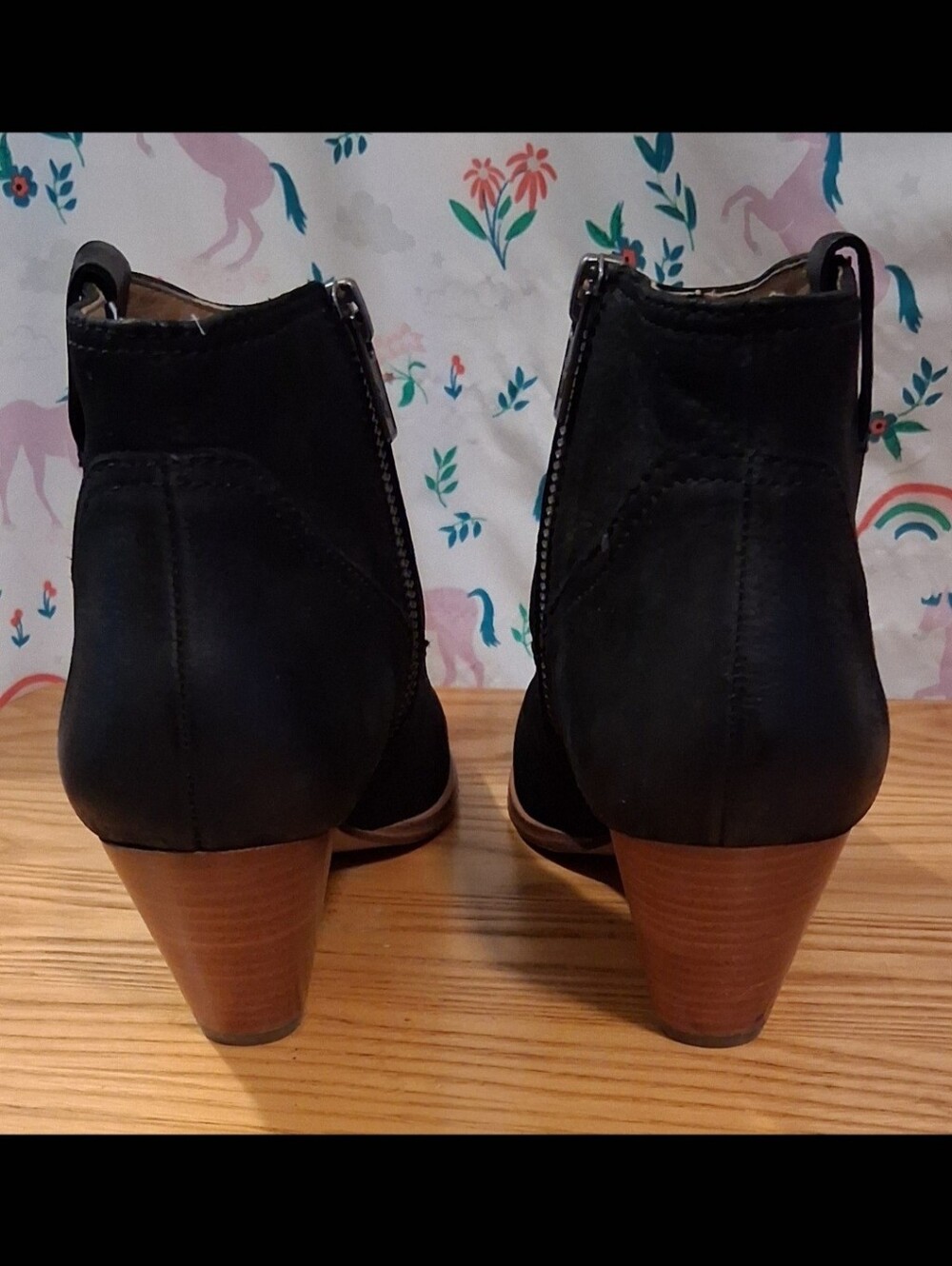 EUC Frye Reina Black Suede Country Western Moto Boho Ankle Bootie Shoe SZ 7.5 - Picture 5 of 10